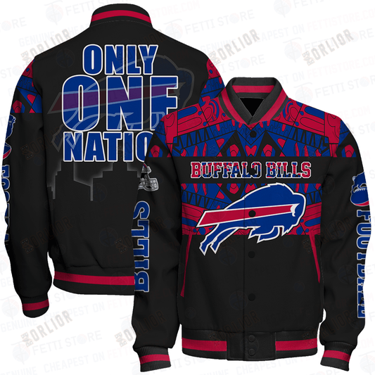 Buffalo Bills Only One Nation Print Varsity Jacket