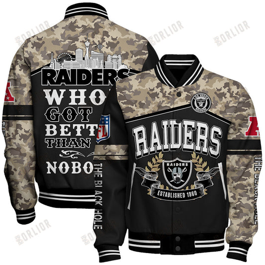 Las Vegas Raiders The Black Hole National Football League Print Varsity Jacket