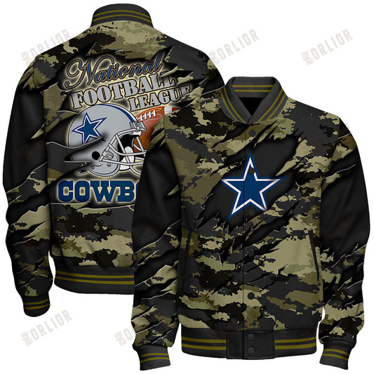 Dallas Cowboys Black Camo Pattern National Football League Varsity Jacket
