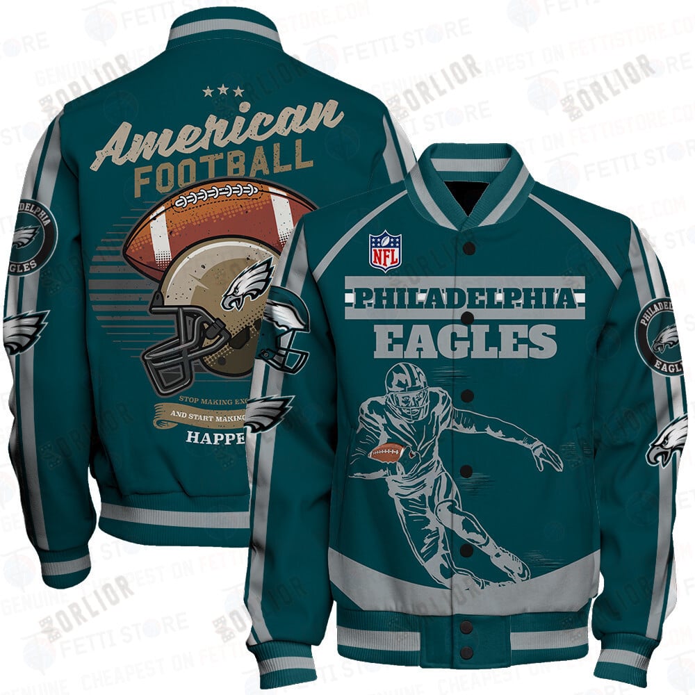 Philadelphia Eagles National Football League Print Varsity Jacket STM V3
