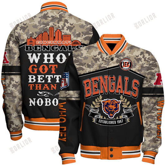 Cincinnati Bengals Who Dey National Football League Print Varsity Jacket