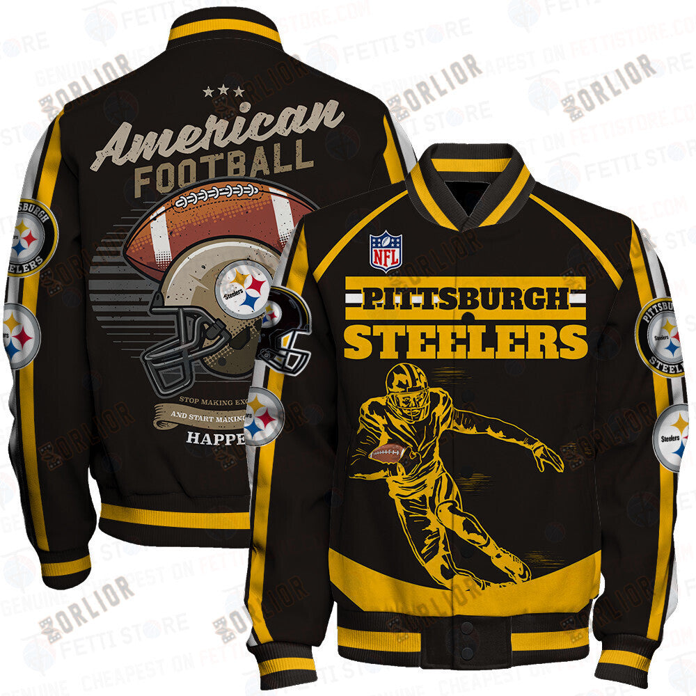 Pittsburgh Steelers National Football League Print Varsity Jacket STM V3