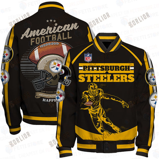 Pittsburgh Steelers National Football League Print Varsity Jacket STM V3