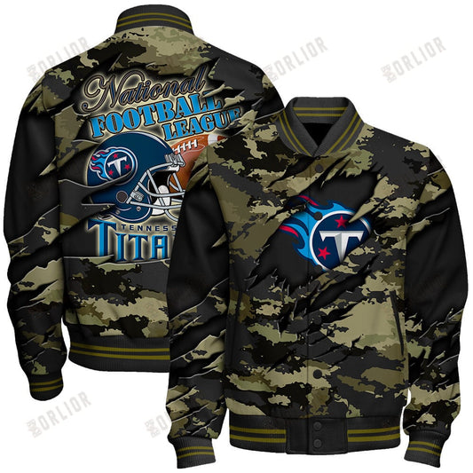 Tennessee Titans 49ers Black Camo Pattern National Football League Varsity Jacket