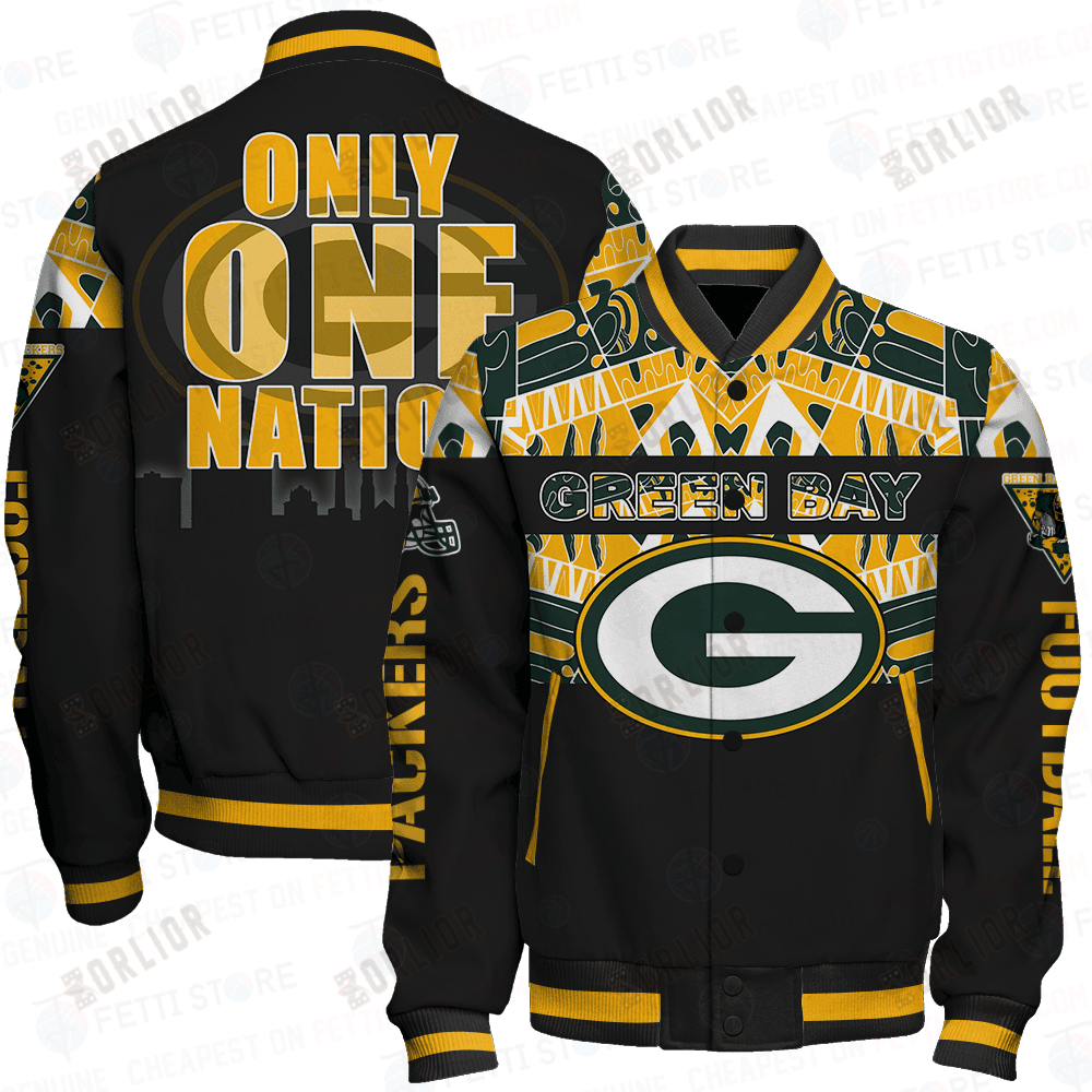 Green Bay Packers Only One Nation Print Varsity Jacket