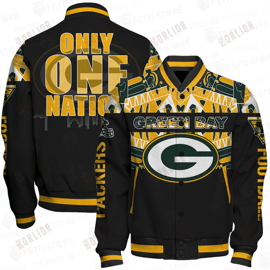 Green Bay Packers Only One Nation Print Varsity Jacket