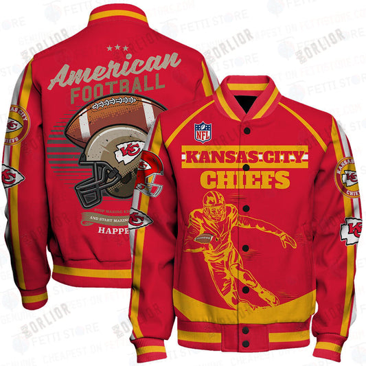 Kansas City Chiefs National Football League Print Varsity Jacket STM V3