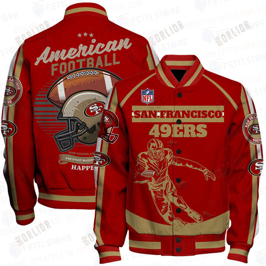 San Francisco 49ers National Football League Print Varsity Jacket STM V3