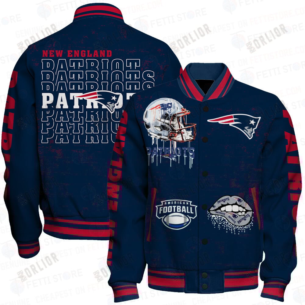 New England Patriots National Football League Print Varsity Jacket STM V6
