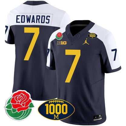 Michigan Wolverines Rose Bowl & 1000 Wins Patch Vapor Jersey - All Stitched