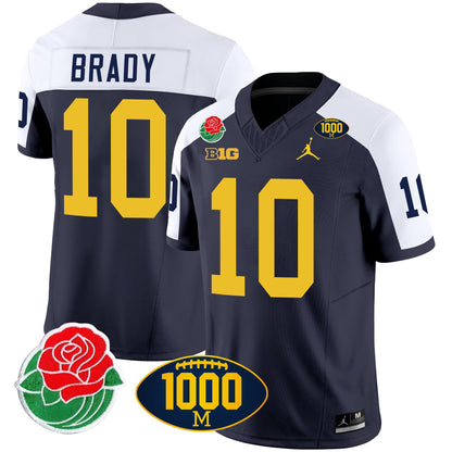 Michigan Wolverines Rose Bowl & 1000 Wins Patch Vapor Jersey - All Stitched