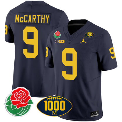 Michigan Wolverines Rose Bowl & 1000 Wins Patch Vapor Jersey - All Stitched