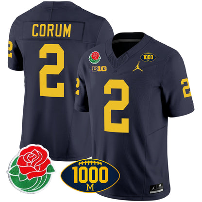 Michigan Wolverines Rose Bowl & 1000 Wins Patch Vapor Jersey - All Stitched