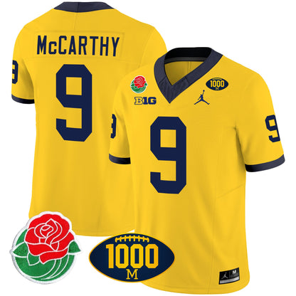 Michigan Wolverines Rose Bowl & 1000 Wins Patch Vapor Jersey - All Stitched