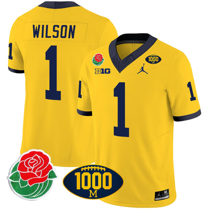 Michigan Wolverines Rose Bowl & 1000 Wins Patch Vapor Jersey - All Stitched