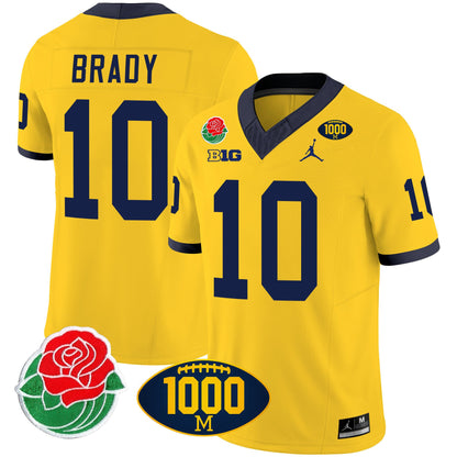 Michigan Wolverines Rose Bowl & 1000 Wins Patch Vapor Jersey - All Stitched