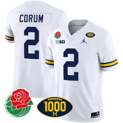 Michigan Wolverines Rose Bowl & 1000 Wins Patch Vapor Jersey - All Stitched