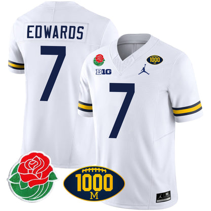 Michigan Wolverines Rose Bowl & 1000 Wins Patch Vapor Jersey - All Stitched