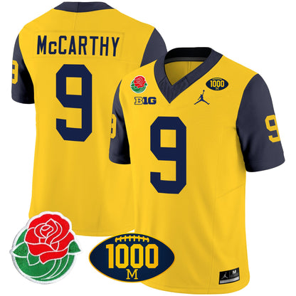 Michigan Wolverines Rose Bowl & 1000 Wins Patch Vapor Jersey - All Stitched