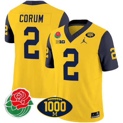 Michigan Wolverines Rose Bowl & 1000 Wins Patch Vapor Jersey - All Stitched