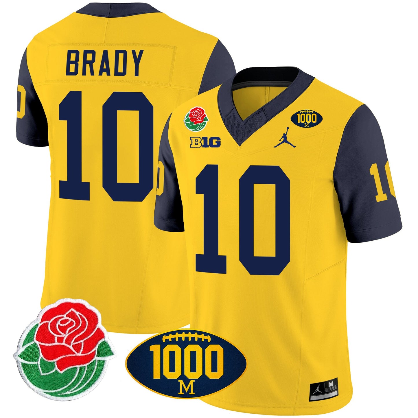 Michigan Wolverines Rose Bowl & 1000 Wins Patch Vapor Jersey - All Stitched