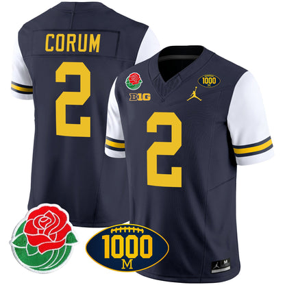 Michigan Wolverines Rose Bowl & 1000 Wins Patch Vapor Jersey - All Stitched