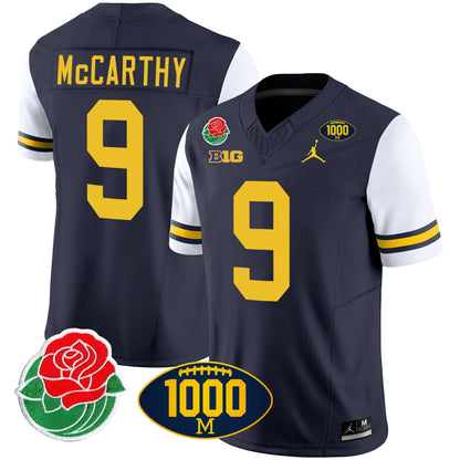 Michigan Wolverines Rose Bowl & 1000 Wins Patch Vapor Jersey - All Stitched