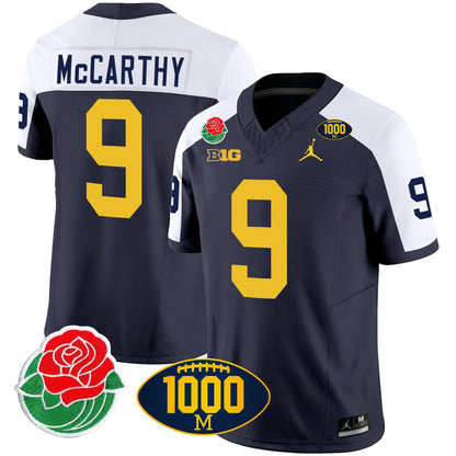 Michigan Wolverines Rose Bowl & 1000 Wins Patch Vapor Jersey - All Stitched