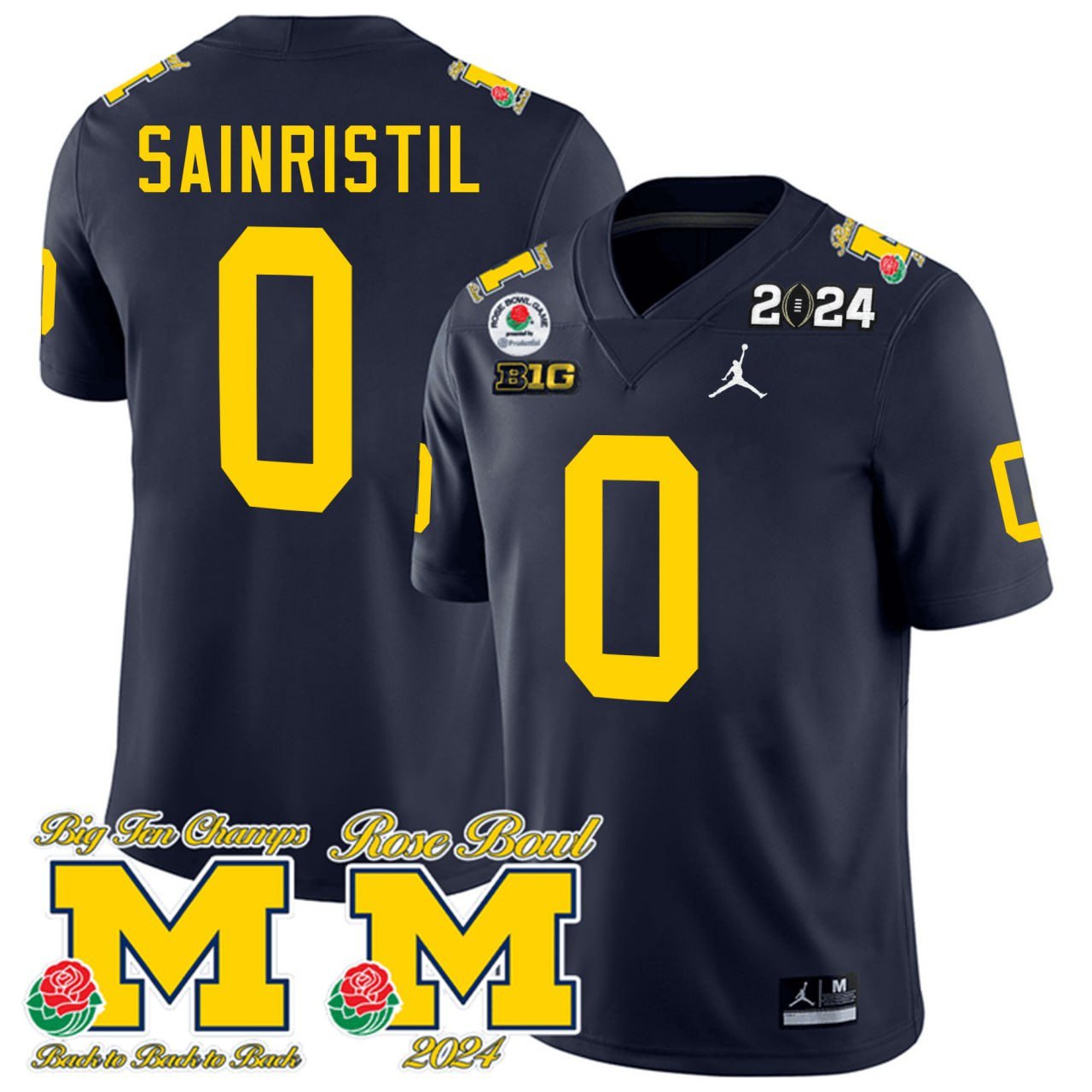 Mike Sainristil Michigan Wolverines Rose Bowl 2024 Patch Jersey - All Stitched