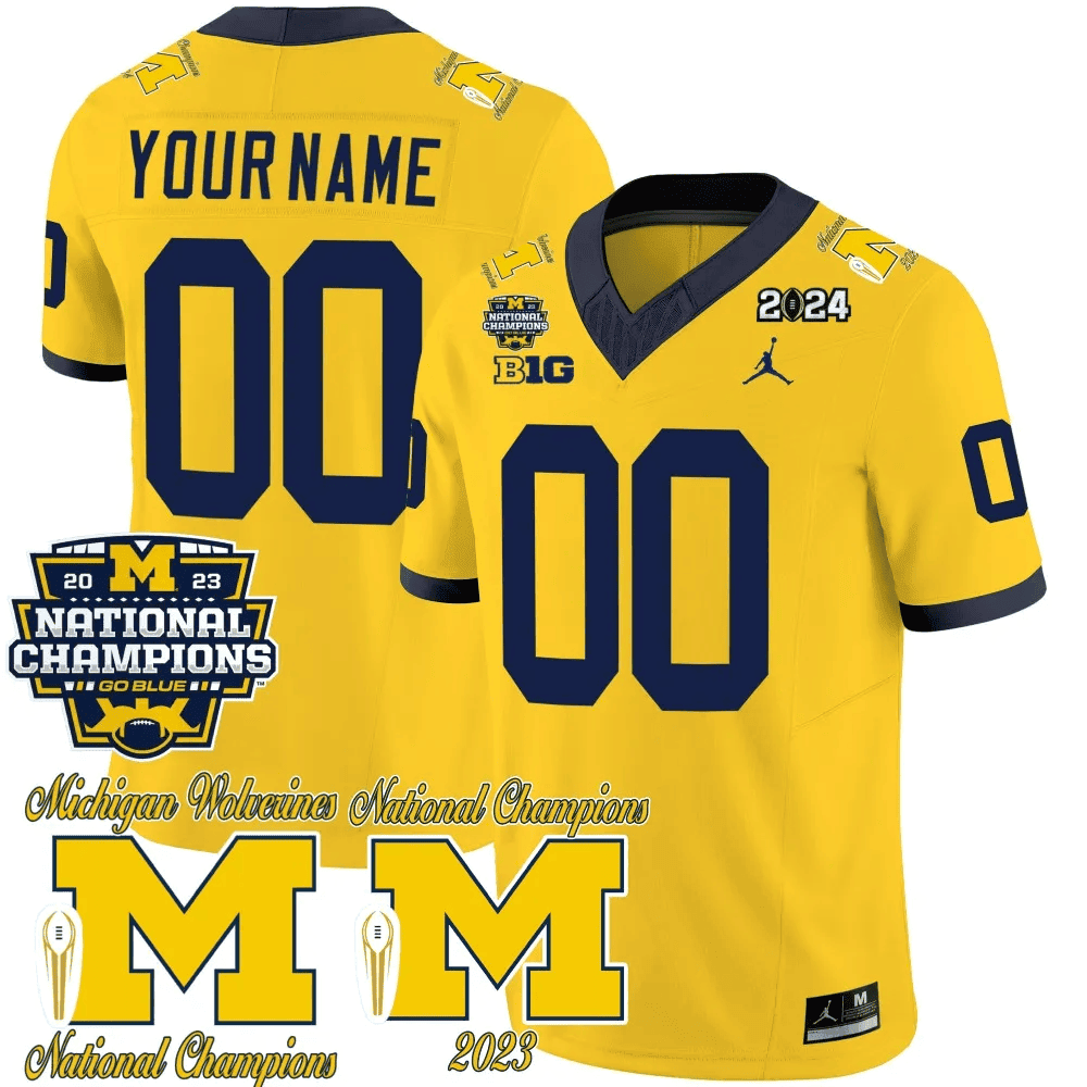 Michigan Wolverines CFP 2023 National Champions Patch Vapor Custom Jersey - All Stitched