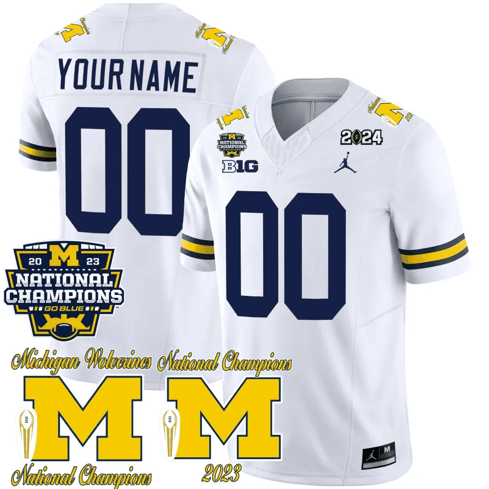 Michigan Wolverines CFP 2023 National Champions Patch Vapor Custom Jersey - All Stitched