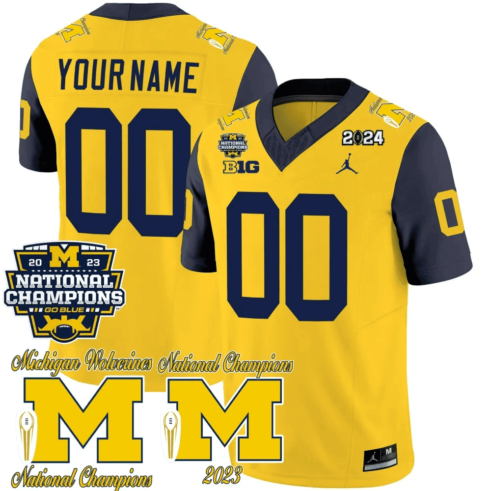 Michigan Wolverines CFP 2023 National Champions Patch Vapor Custom Jersey - All Stitched