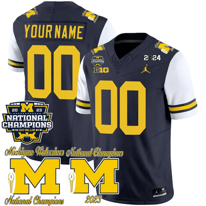 Michigan Wolverines CFP 2023 National Champions Patch Vapor Custom Jersey - All Stitched