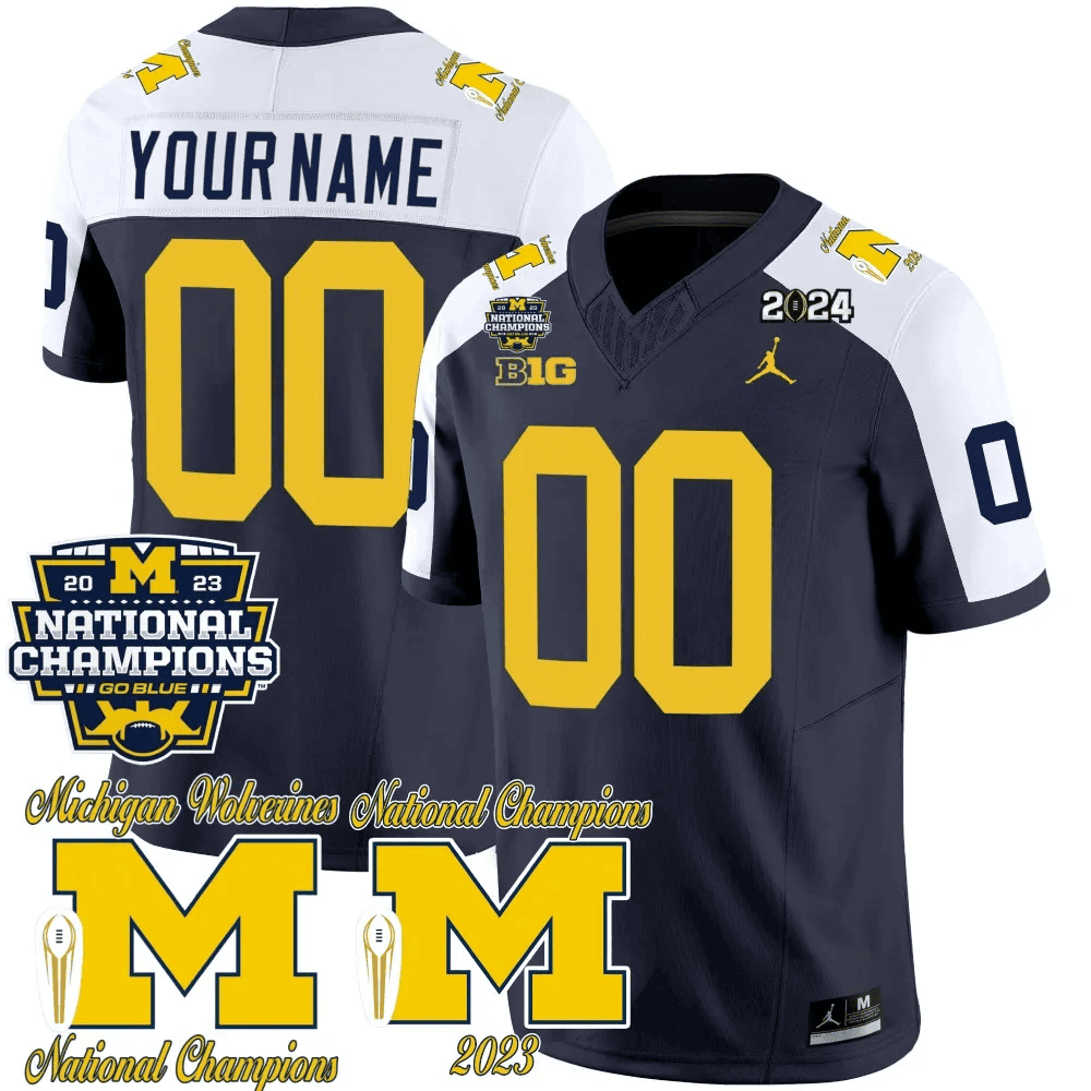 Michigan Wolverines CFP 2023 National Champions Patch Vapor Custom Jersey - All Stitched