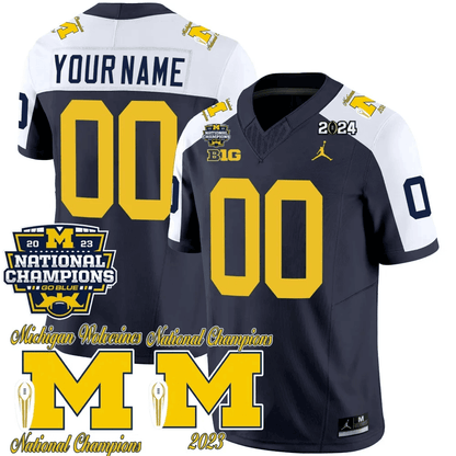 Michigan Wolverines CFP 2023 National Champions Patch Vapor Custom Jersey - All Stitched