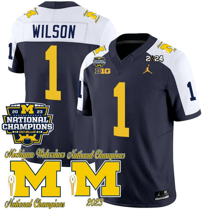 Michigan Wolverines CFP 2023 National Champions Patch Vapor Jersey - All Stitched