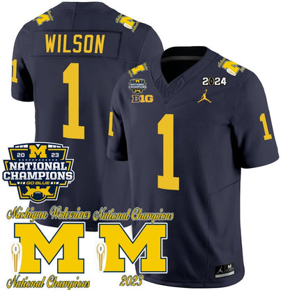 Michigan Wolverines CFP 2023 National Champions Patch Vapor Jersey - All Stitched