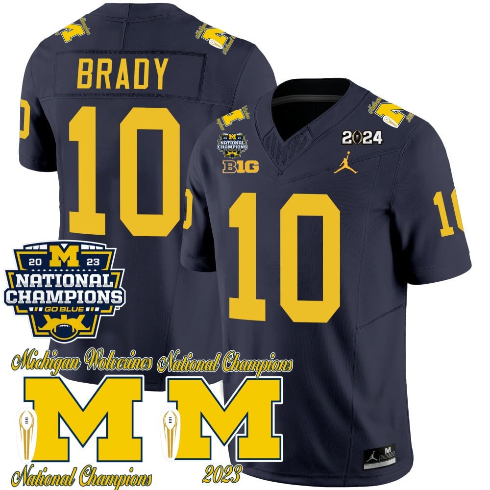 Michigan Wolverines CFP 2023 National Champions Patch Vapor Jersey - All Stitched