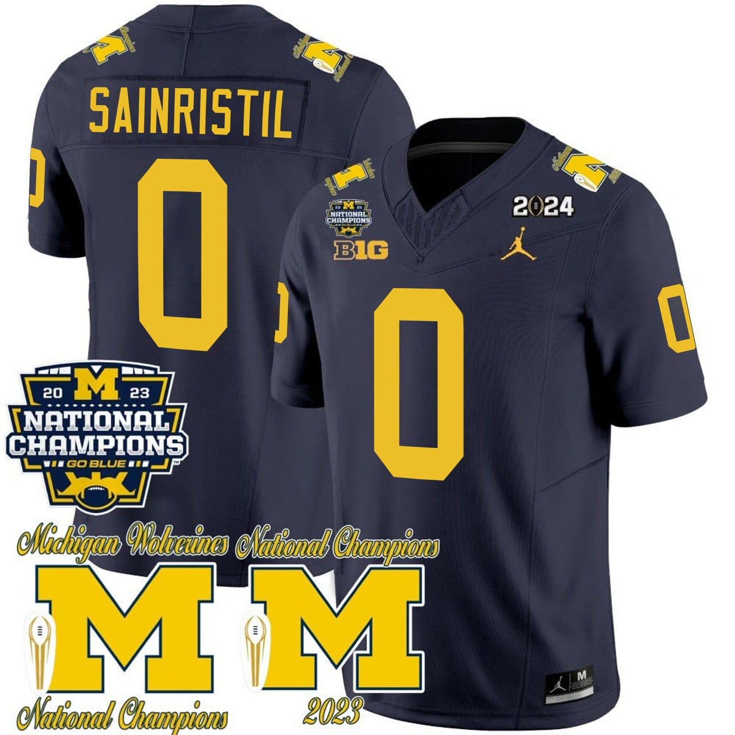 Michigan Wolverines CFP 2023 National Champions Patch Vapor Jersey - All Stitched