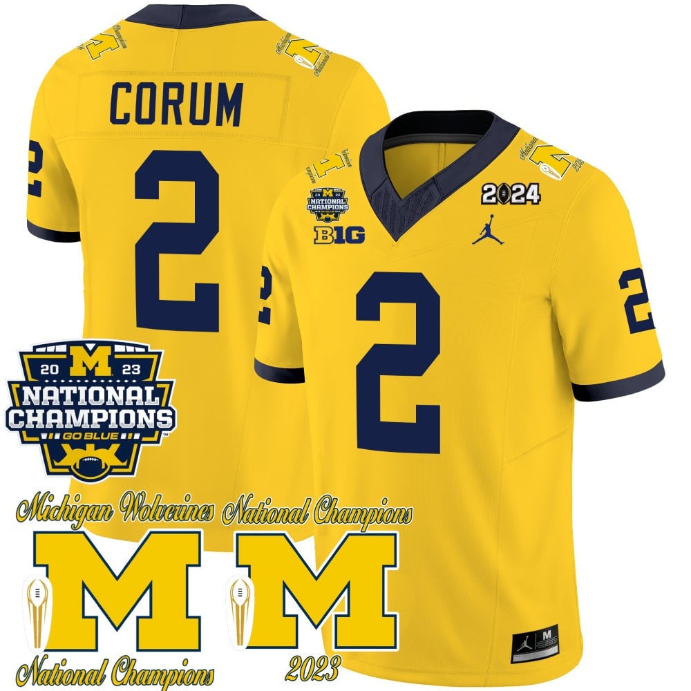 Michigan Wolverines CFP 2023 National Champions Patch Vapor Jersey - All Stitched