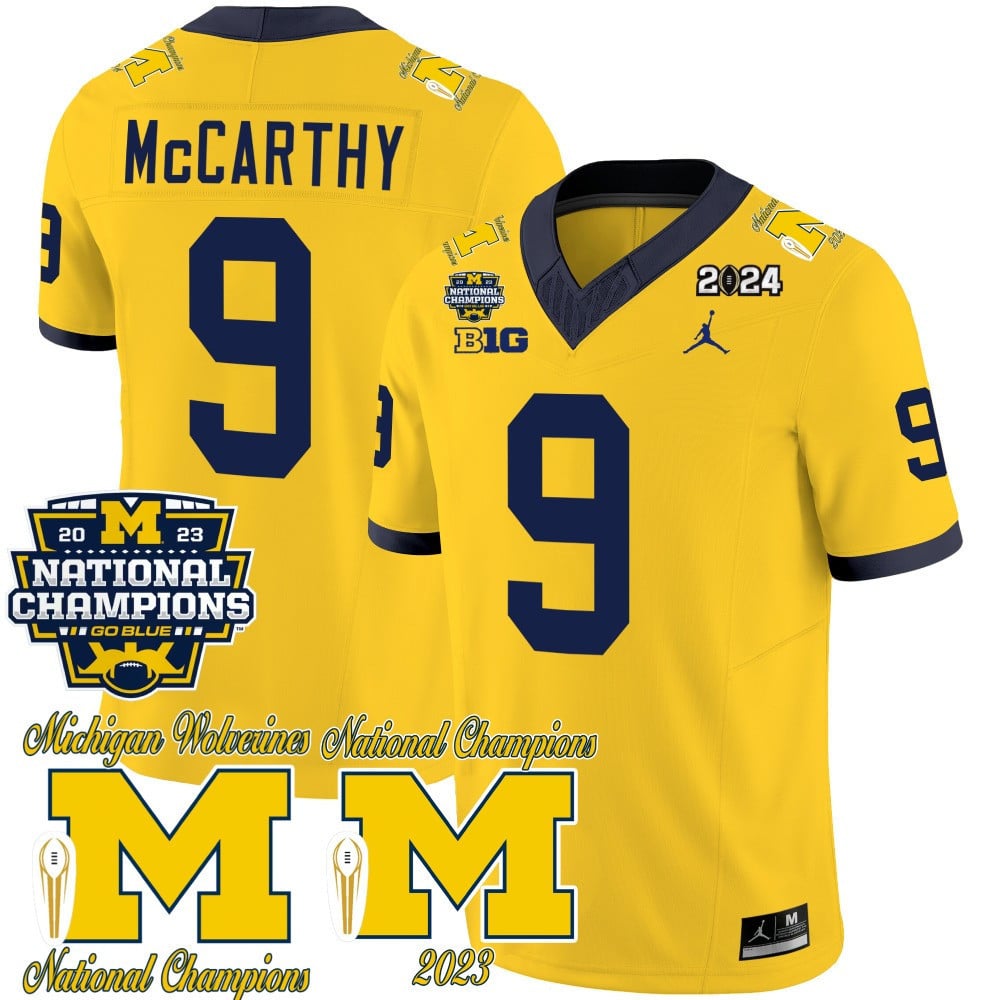 Michigan Wolverines CFP 2023 National Champions Patch Vapor Jersey - All Stitched