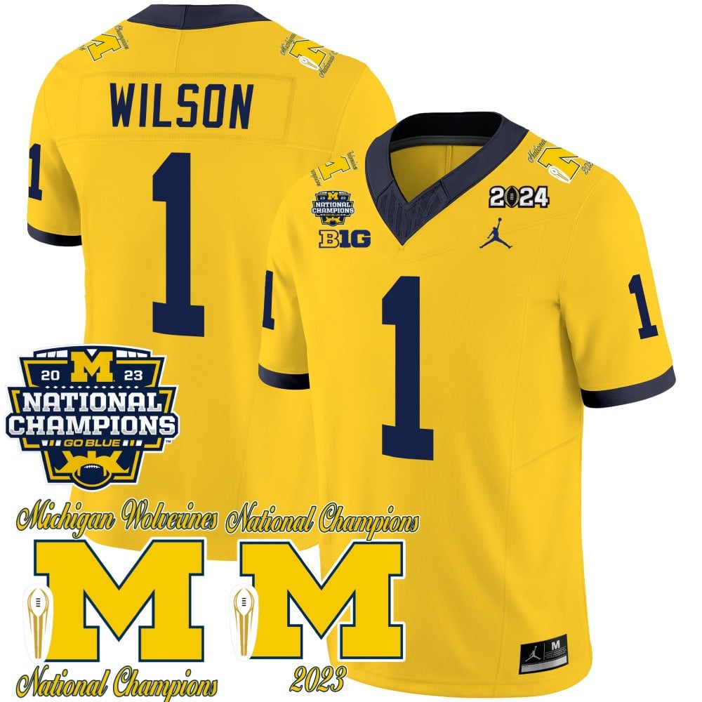 Michigan Wolverines CFP 2023 National Champions Patch Vapor Jersey - All Stitched