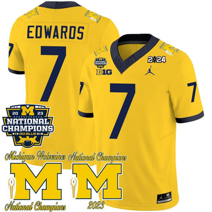 Michigan Wolverines CFP 2023 National Champions Patch Vapor Jersey - All Stitched