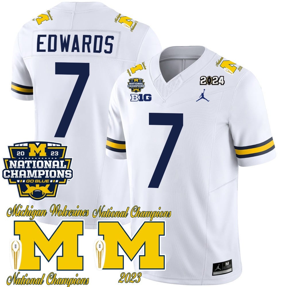 Michigan Wolverines CFP 2023 National Champions Patch Vapor Jersey - All Stitched