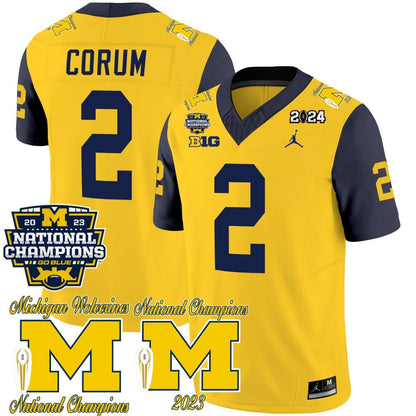 Michigan Wolverines CFP 2023 National Champions Patch Vapor Jersey - All Stitched