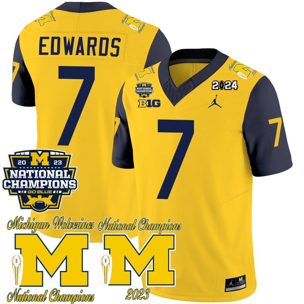 Michigan Wolverines CFP 2023 National Champions Patch Vapor Jersey - All Stitched