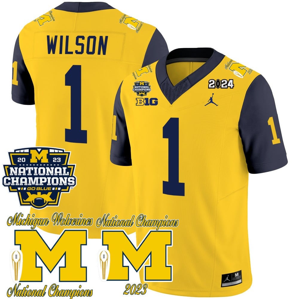 Michigan Wolverines CFP 2023 National Champions Patch Vapor Jersey - All Stitched