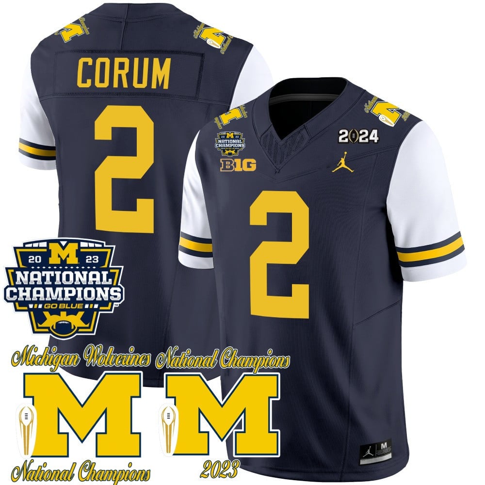 Michigan Wolverines CFP 2023 National Champions Patch Vapor Jersey - All Stitched