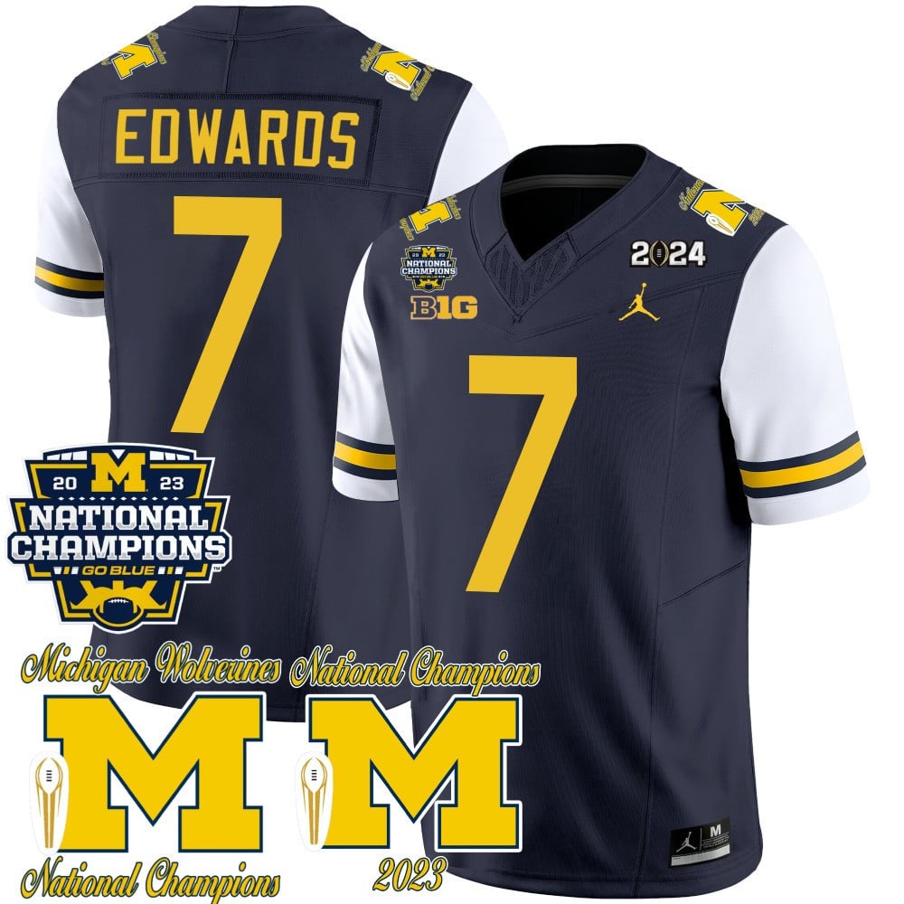 Michigan Wolverines CFP 2023 National Champions Patch Vapor Jersey - All Stitched