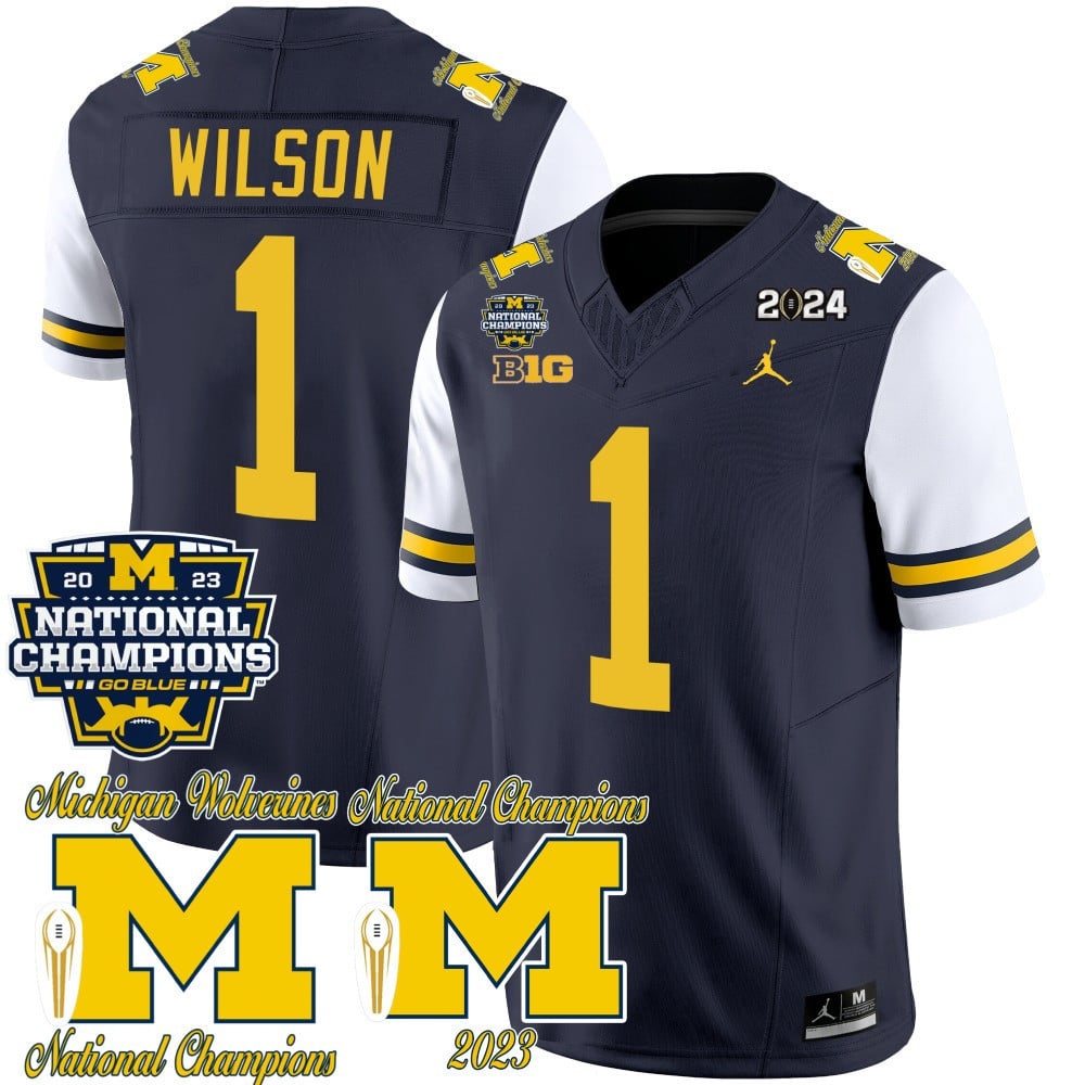 Michigan Wolverines CFP 2023 National Champions Patch Vapor Jersey - All Stitched